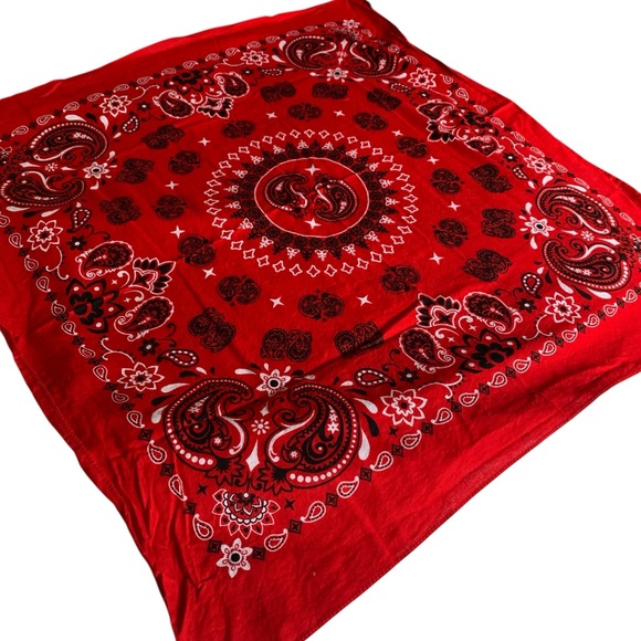 NEW Red & Black 100% Cotton Bandana Handkerchief Mens Scarf Large 26” - Picture 5 of 5